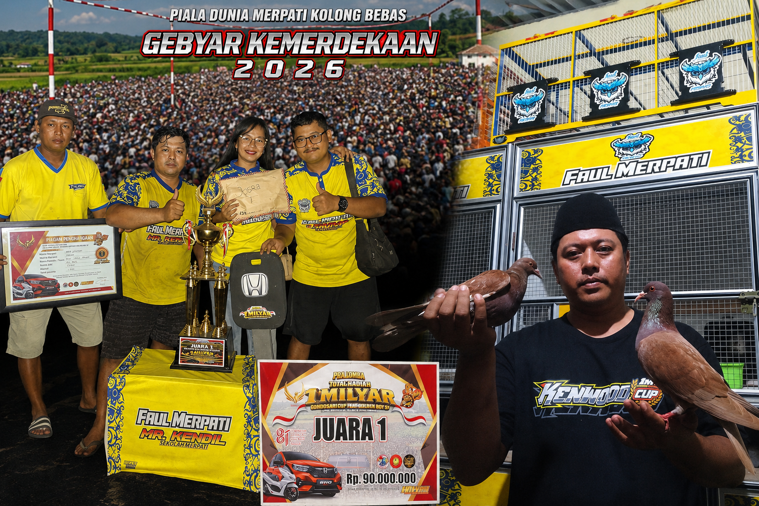 🏆 King Sulaiman Milik Faul Merpati Comal Raih Juara 1 Pra Lomba 1 Miliar, Kalahkan 1.342 Peserta